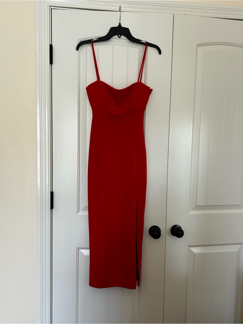 Zara Red Spaghetti-Strap Maxi Dress with Side Slit